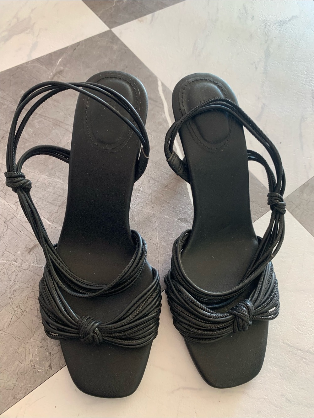H&M Black Strappy Knot Heeled Sandals